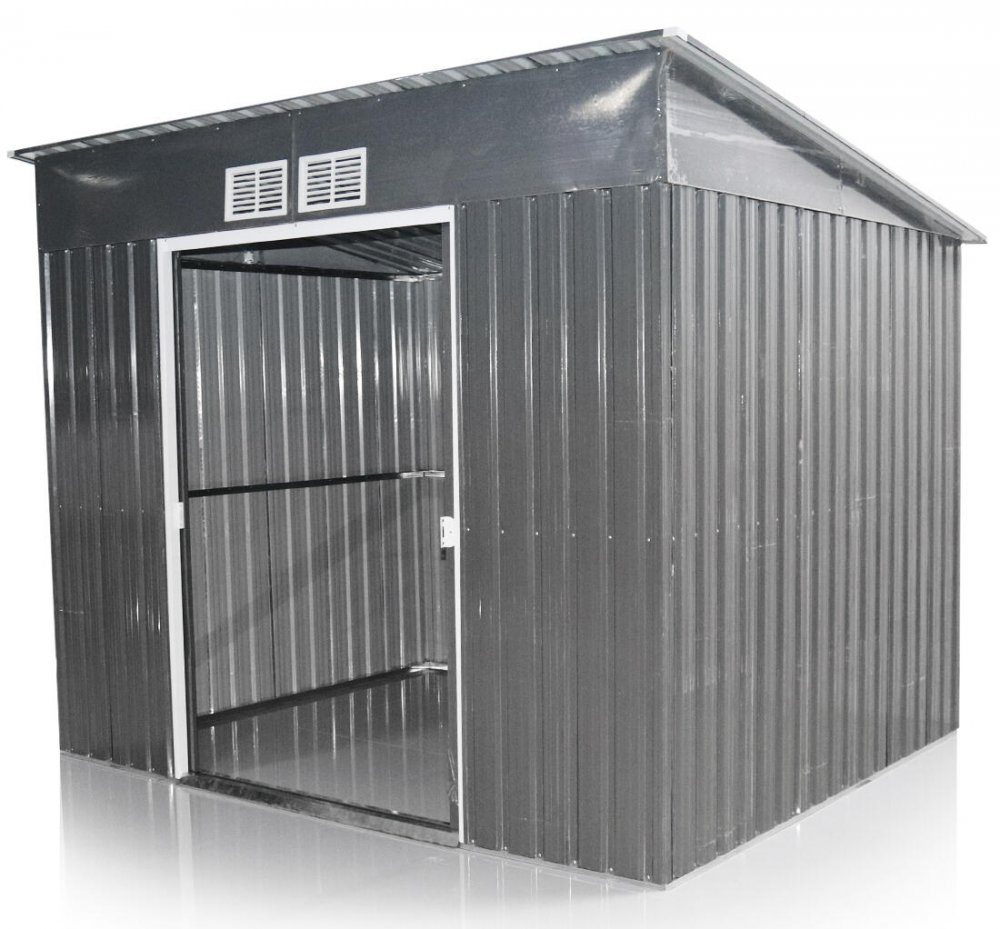 domček zahr. na náradie 239x196x202,2/168,8cm plech pu Zn ŠE
