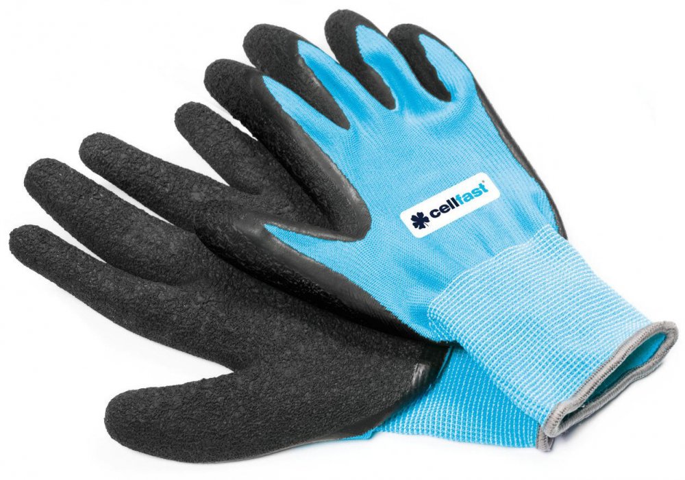 rukavice záhradné polyester / latex CELLFAST 8