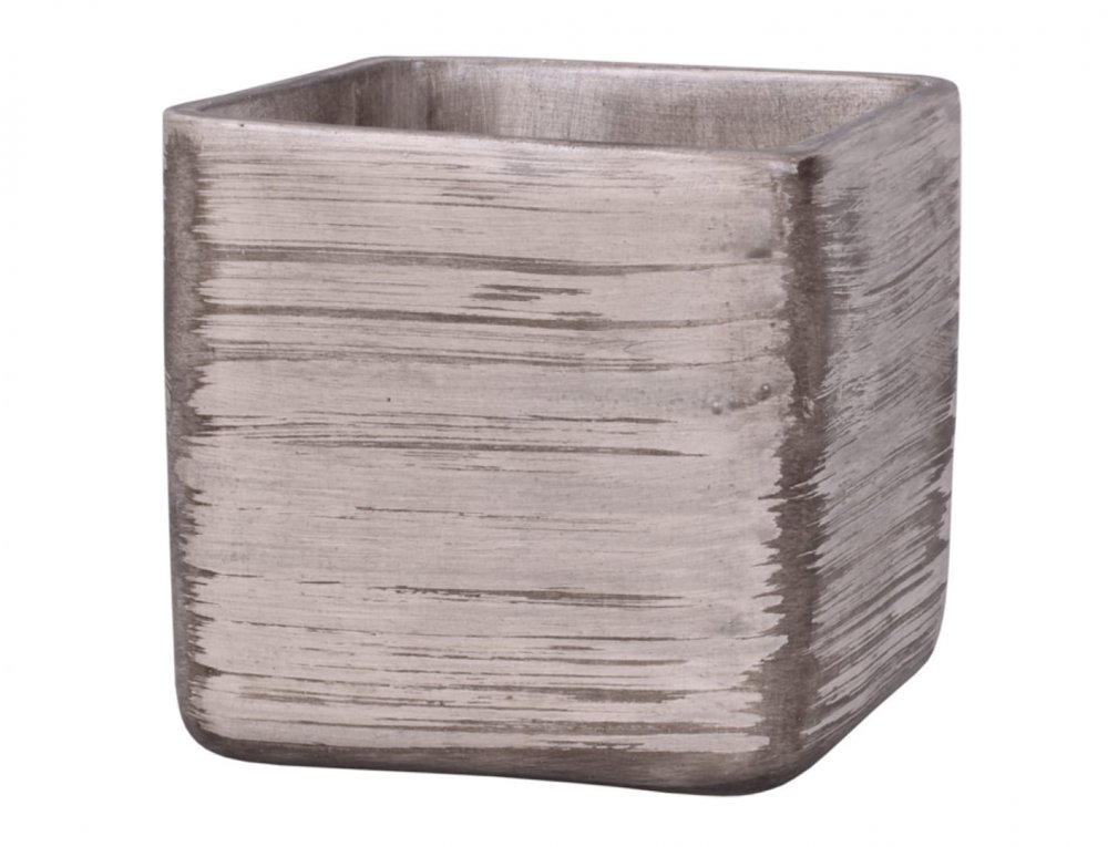 Obal na črepník LADA GREY keramický matný šedý 14x14x14cm