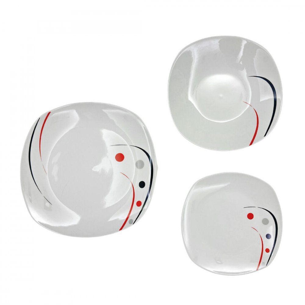 sada jedálenská 18diel. ČRV PRUHY a BODY porcelánová