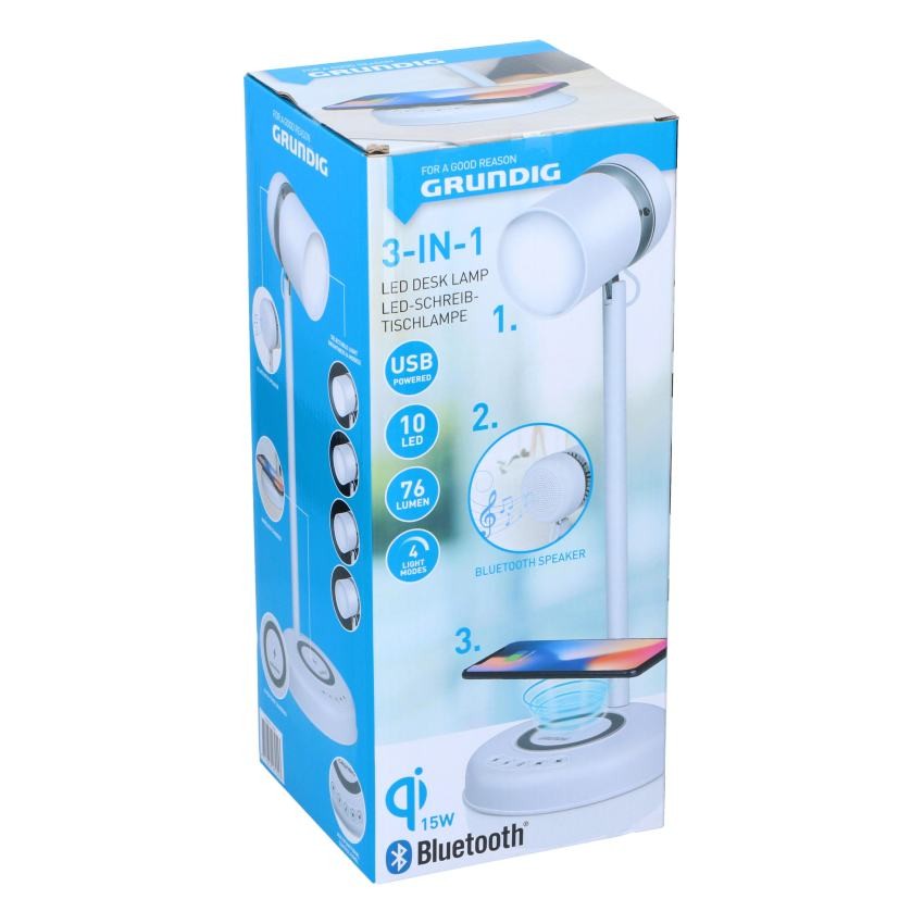 GRUNDIG Stolová lampa LED s bezdrôtovou nabíjačkou na mobil 3v1ED-247255