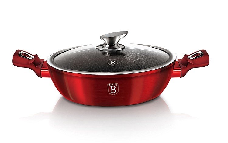 BERLINGERHAUS Pekáč okrúhly s mramorovým povrchom a pokrievkou 24 cm Burgundy Metallic Line BH-1262