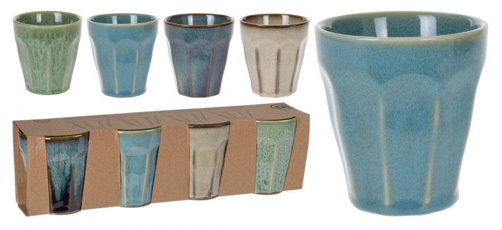 hrnček bez ušká 250ml, porcelánový, mix farieb (4ks)