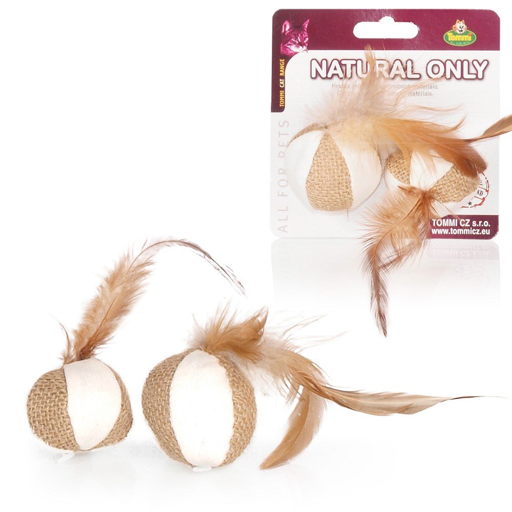 Natural Only - loptičky s pierkom, 2x 4cm
