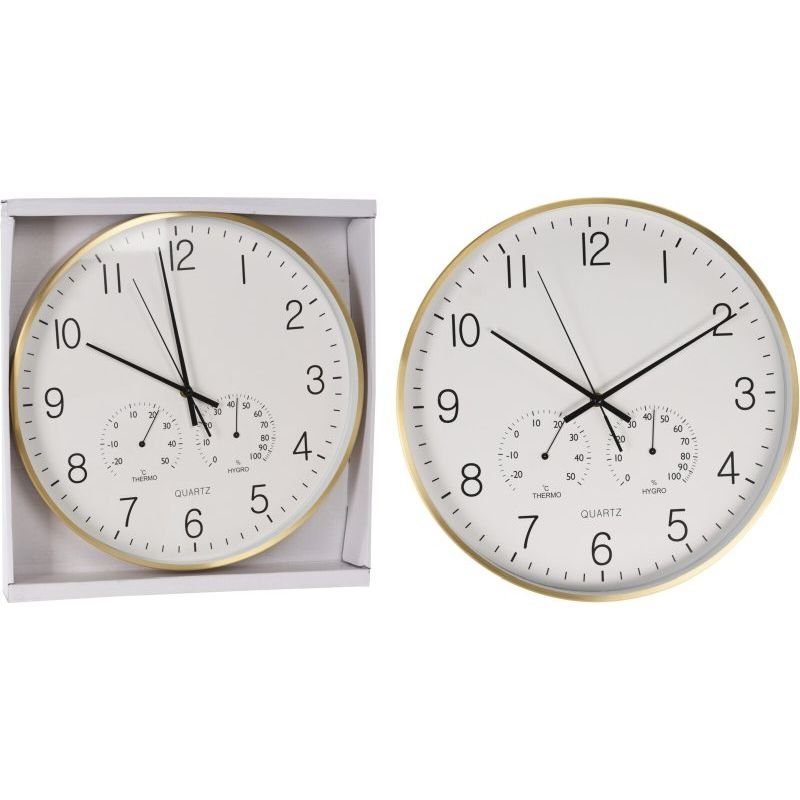 SEGNALE Nástenné hodiny s teplomerom a vlhkomerom pr. 38 cm KO-837362280