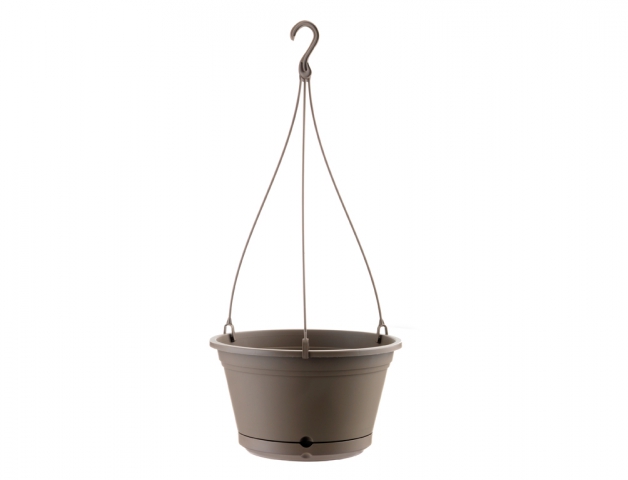 Kvetník závesný AIR + podmiska plastový hnedý 6l O 29x16cm