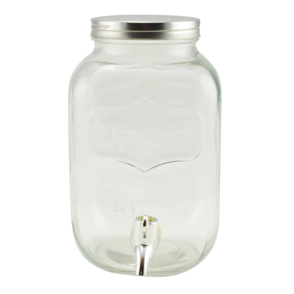 fľaša 4000ml sklenená s kohútikom, kov.