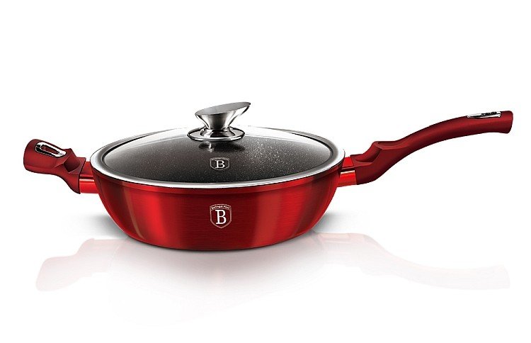 BERLINGERHAUS Panvica hlboká s mramorovým povrchom a pokrievkou 28 cm Burgundy Metallic Line BH-1260