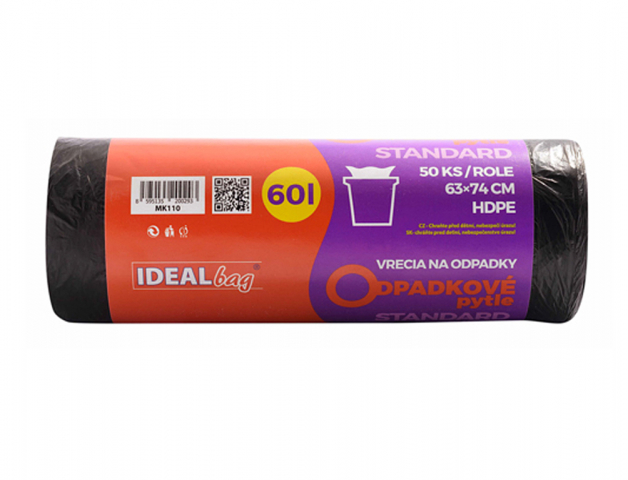 Vrece na odpad STANDARD 63x74cm 60l 50ks