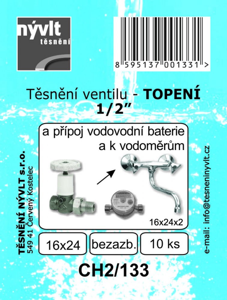 těsnění topen.1/2"vent.24x16 kling.CH2/133 (10ks)