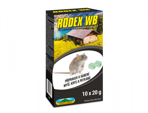 Rodenticíd RODEX WB parafínové bloky 10x20g